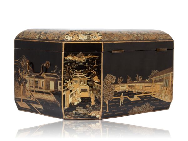 Rear overview of the Chinese Export Lacquered Tea Chest
