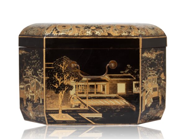 Side of the Chinese Export Lacquered Tea Chest