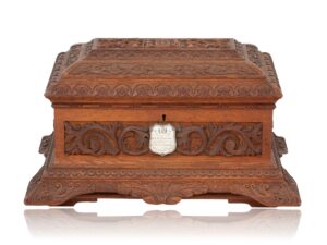 Front of the HMS Trefoil Ship Launching Presentation Casket