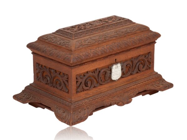 Front overview of the HMS Trefoil Ship Launching Presentation Casket