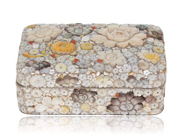 Front of the Japanese Shibayama Millefiori Box Masamitsu