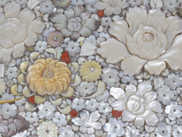 Close up of the Japanese Shibayama Millefiori Box Masamitsu
