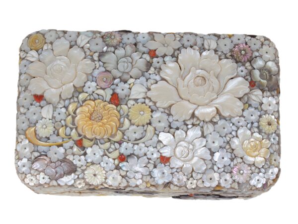 Top of the Japanese Shibayama Millefiori Box Masamitsu