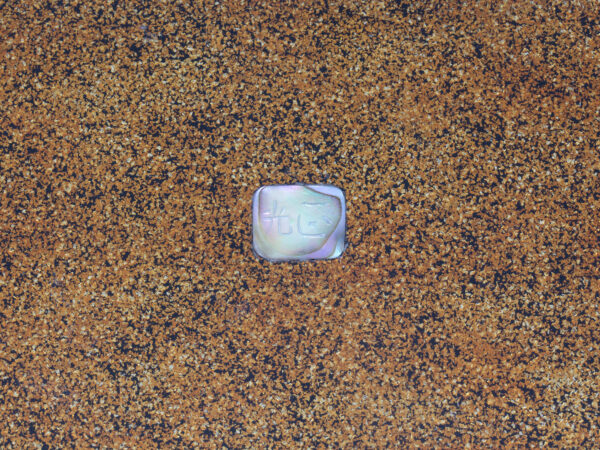 Close up of the Masamitsu signature to the inside lid of the Japanese Shibayama Millefiori Box Masamitsu