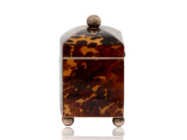 Side of the Miniature Bow Fronted Tortoiseshell Tea Caddy