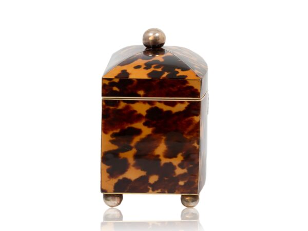 Side of the Miniature Bow Fronted Tortoiseshell Tea Caddy