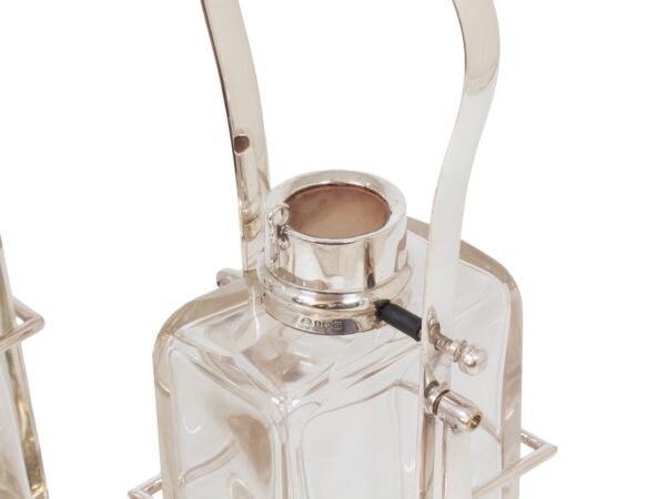 Close up of the neck of one of the Pair of Tilting Decanters Hukin & Heath