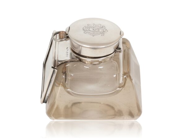 Side of the Silver Desk Inkwell Calendar Clock