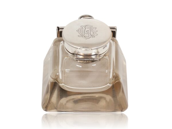 Rear of the Silver Desk Inkwell Calendar Clock