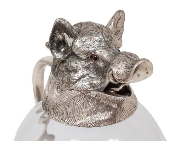 Close up of the boars head from the Spanish Boars Head Pitcher Valenti