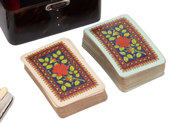 Close up of the cards from the Tortoiseshell Card Box Henry Atkins