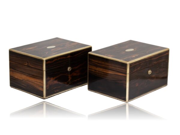 Front overview of the His and Hers Coromandel Jewellery Boxes by Asprey