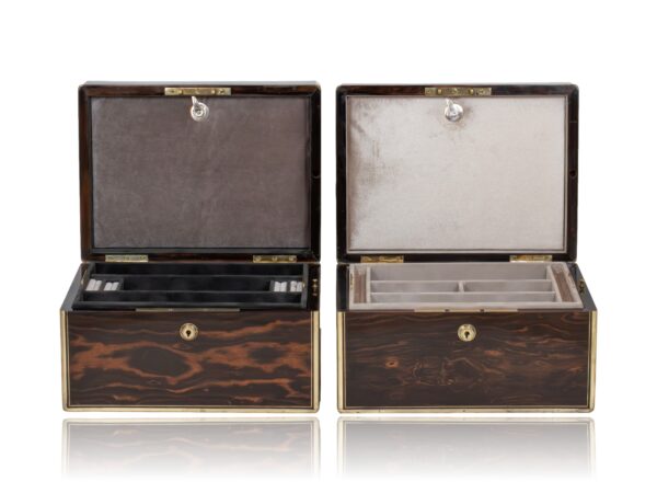 Front of the His and Hers Coromandel Jewellery Boxes by Asprey with the lid up