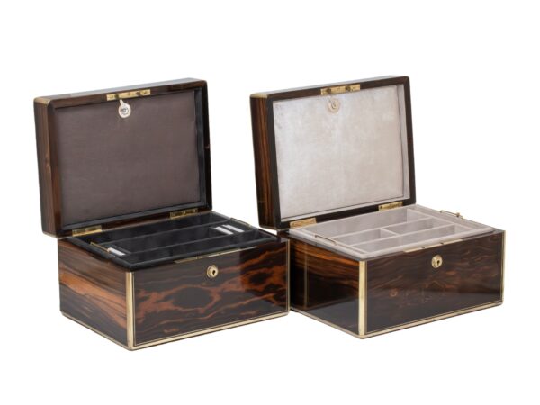 Front of the His and Hers Coromandel Jewellery Boxes by Asprey with the lid up