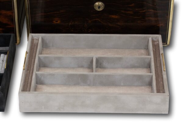 Close up of the removed trays from the His and Hers Coromandel Jewellery Boxes by Asprey