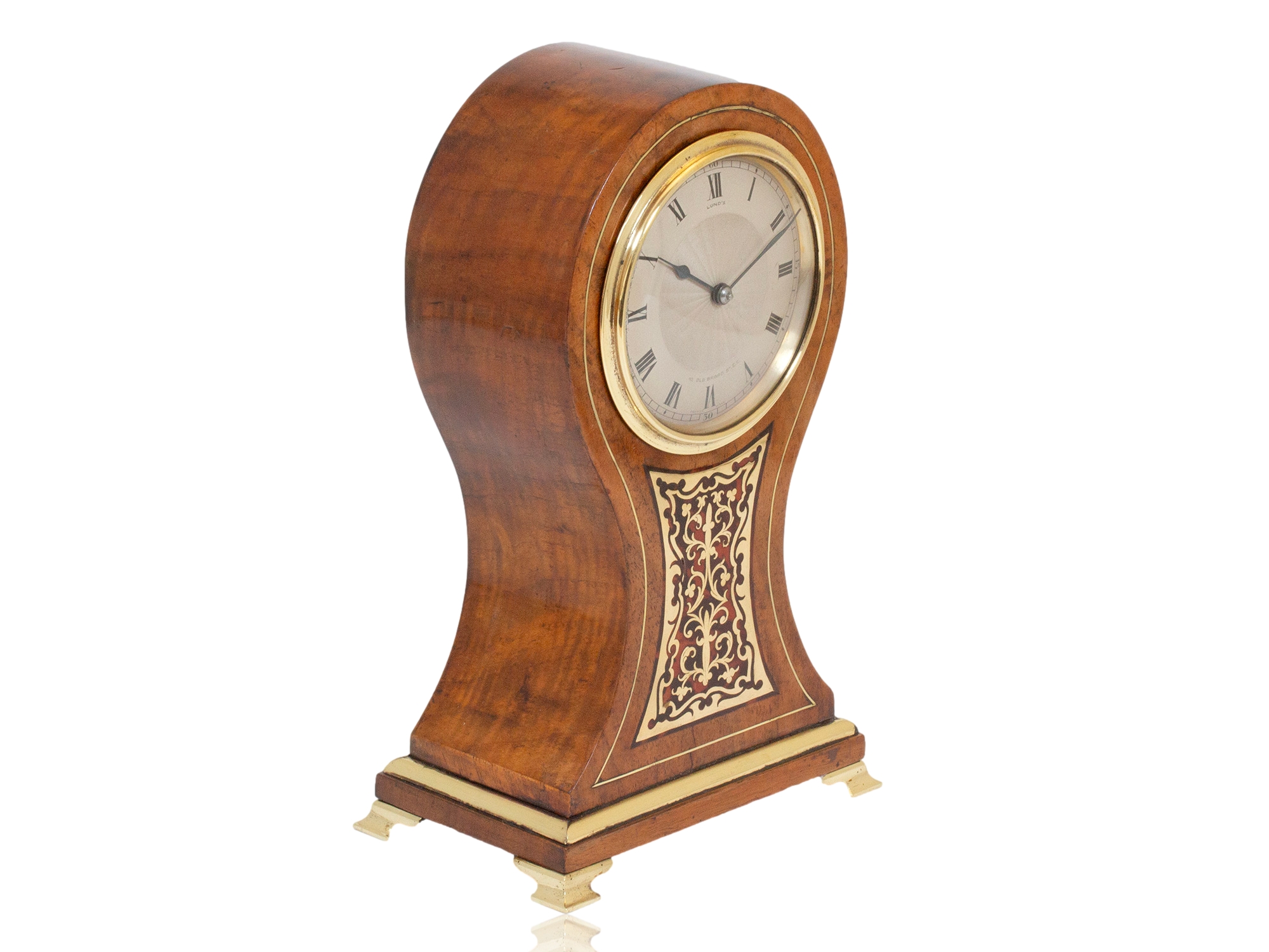 Front overview of the Balloon Clock with Boulle by Lund