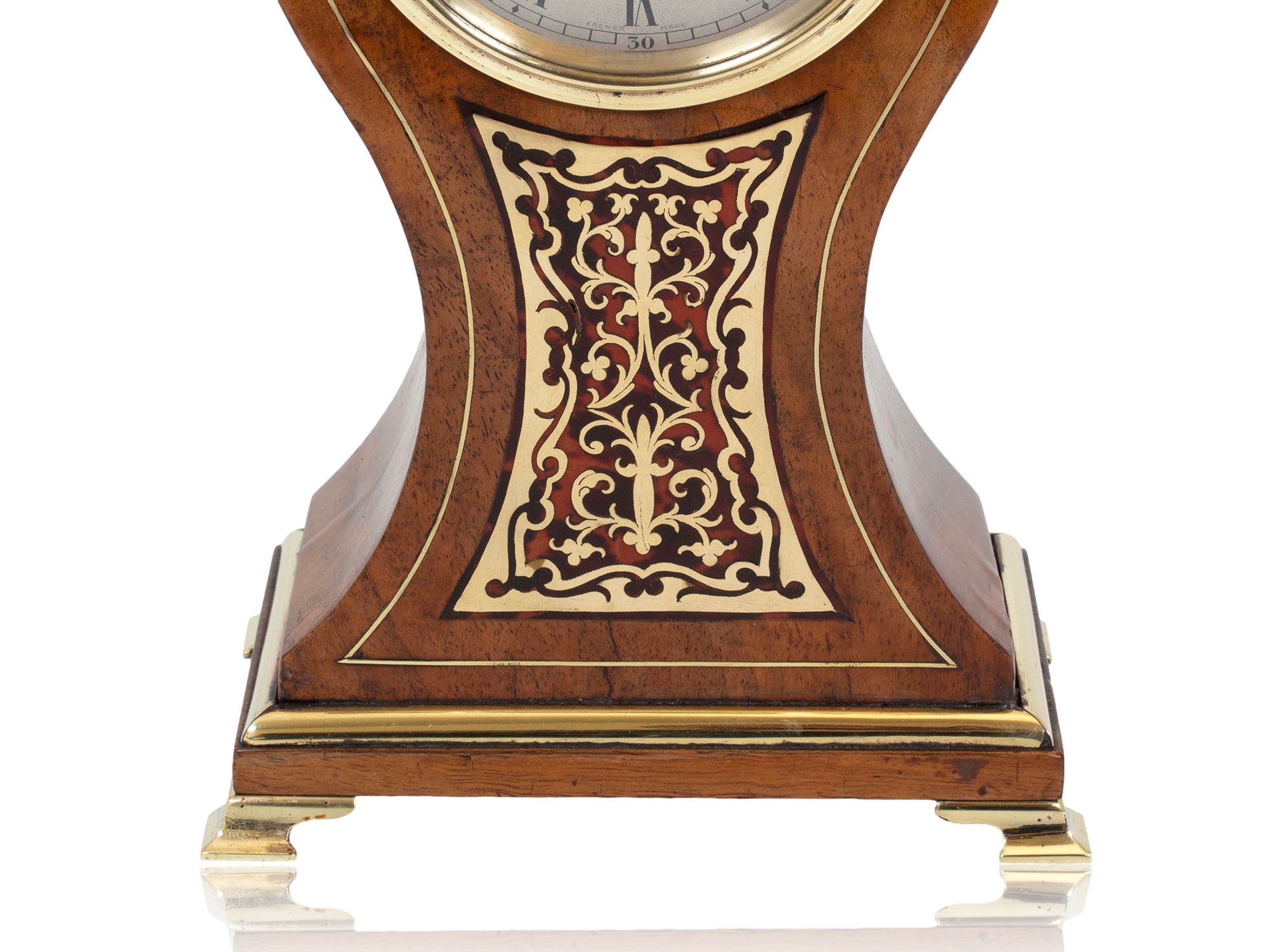 Close up of the front of the Balloon Clock with Boulle by Lund