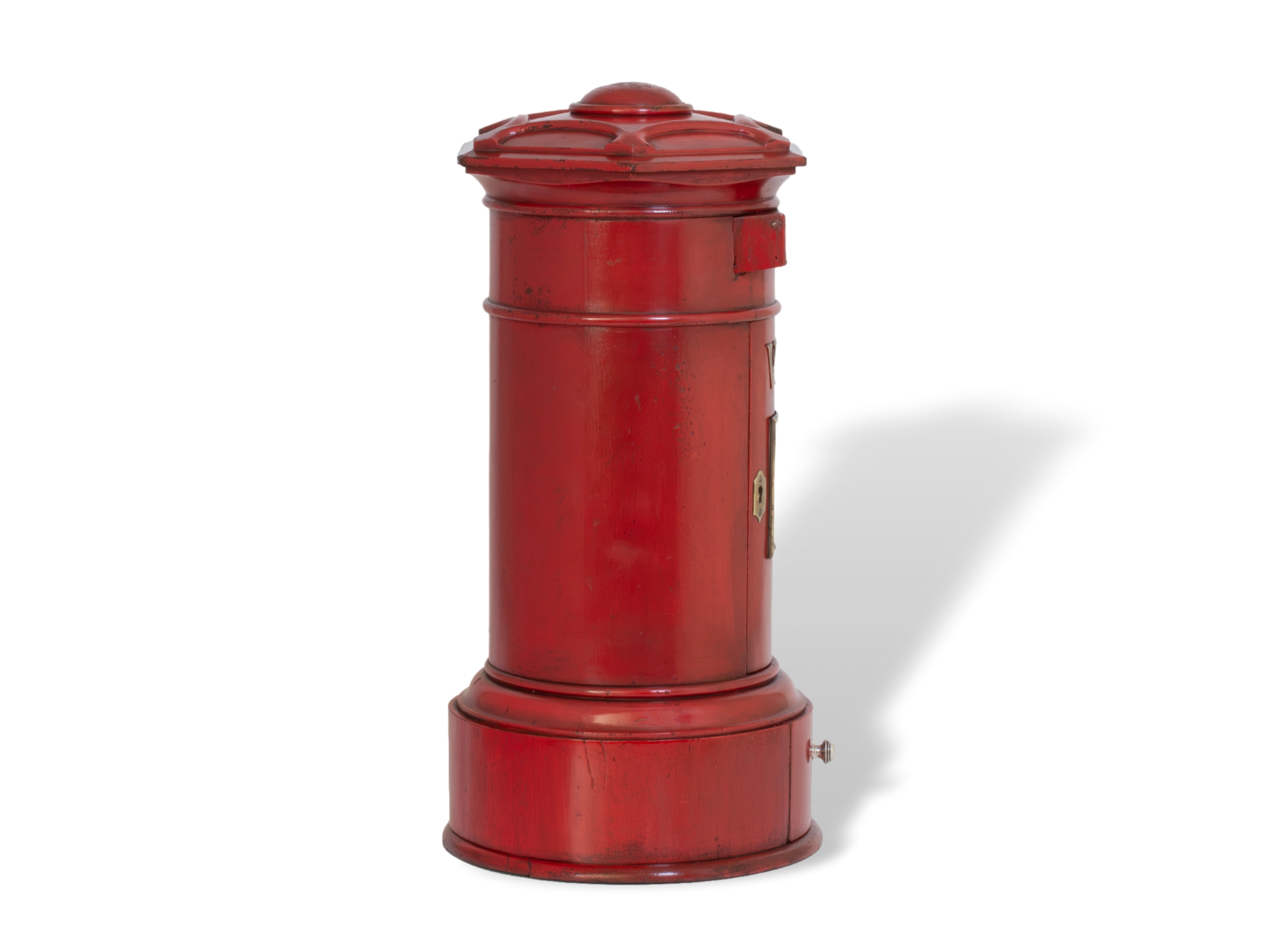 Red post box left side profile